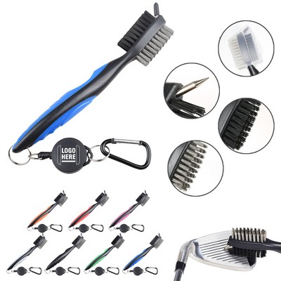 Golf Club Brush Groove Cleaner with Retractable Zip-line