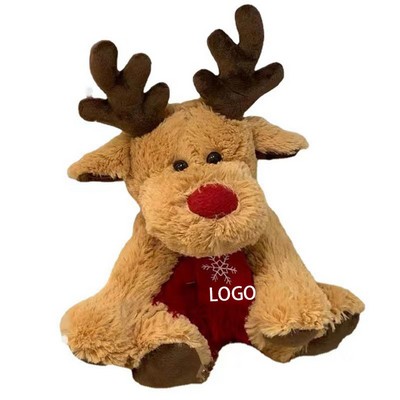 Christmas Plush Elk Toy Stuffed Animal Xmas Deer Doll Reindeer Plush Toy 11"x7"