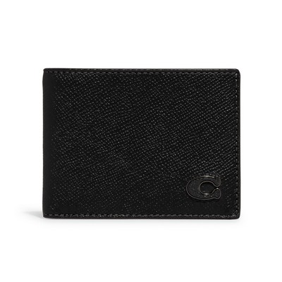 COACH® Mens Crossgrain Leather Slim Billfold - Black