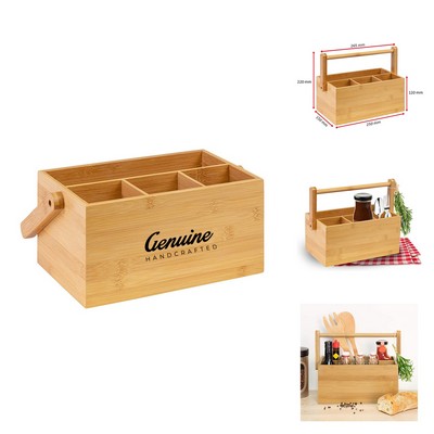 Rustic Farmhouse Bamboo Cutlery Organizer