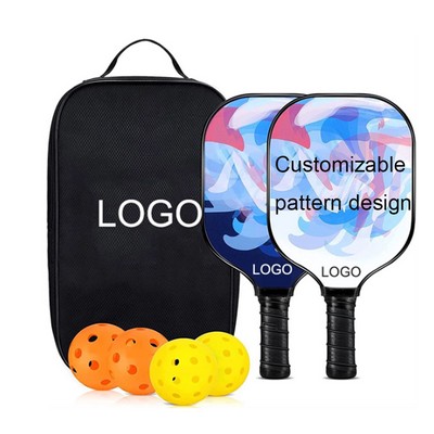 Custom Pickleball Set w/2 Rackets & 4 Balls & Carrying Bag