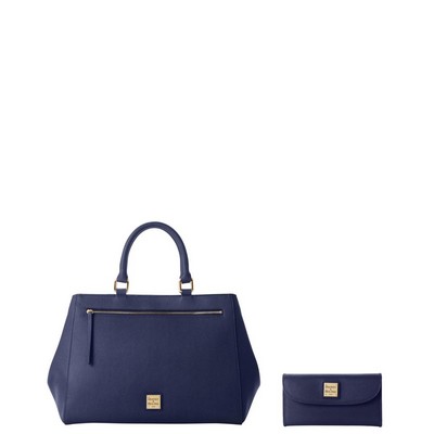 Dooney & Bourke Marine Saffiano Zip Satchel And Continental Clutch Set