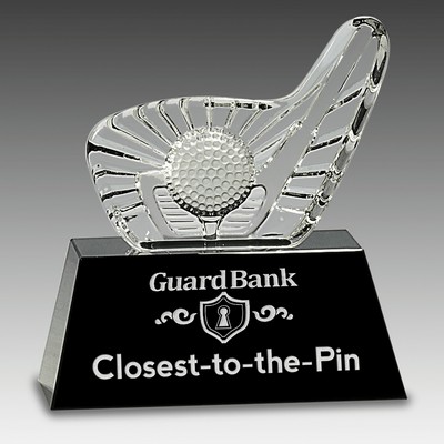 Crystal Golf Club & Ball on Base