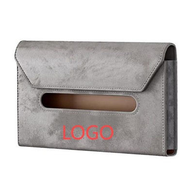Faux Suede Car Tissue Holder With Visor Clip