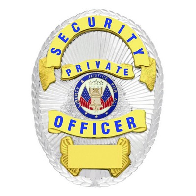 Security Private Officer Gold On Silver Shield Badge