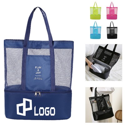 Large Capacity Mesh Picnic Bag W/ Cooler