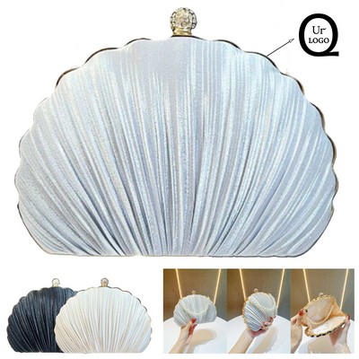 Shell-Shaped Silk Clutch Bag