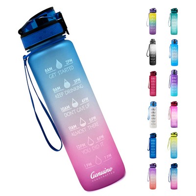 34oz Water Bottle with Motivational Marker