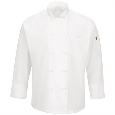 Red Kap Men's Mimix LS 10-Knot Button Chef Coat w/Oil Block