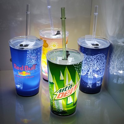 16Oz. Glowing Party Cups With Lid And For House Parties Birthdays Weddings