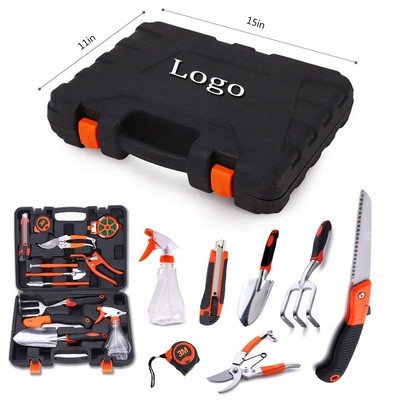 Gardening tool set equipment kit with carrying case