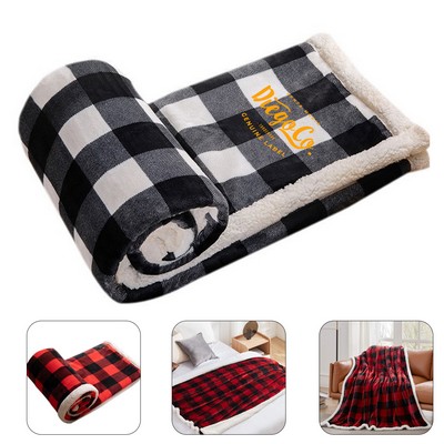Cozy Plaid Sherpa Fleece Throw Blanket