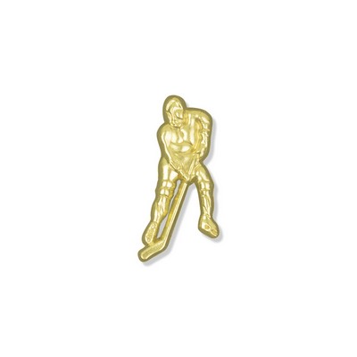 Gold Ice Hockey Player Chenille Pin