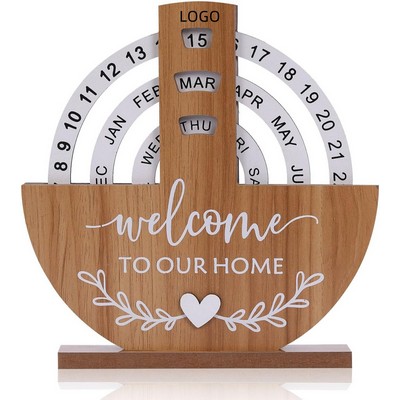 Vintage Wooden Perpetual Rotating Calendar