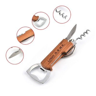 3-in-1 Wine Opener Bottle With Wooden Handle