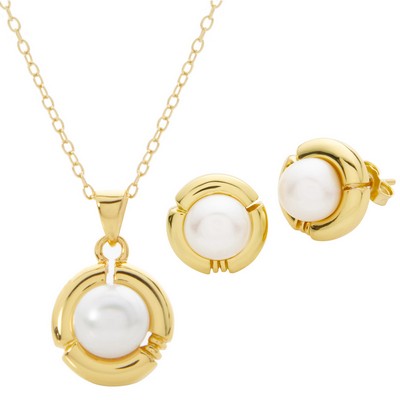 Jilco Inc Pearl Earring & Necklace Set