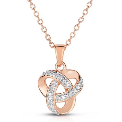 Jilco Inc Diamond Love Knot Necklace- Rose Gold