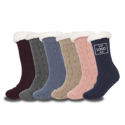 Non-Slip Thick Fleece Socks w/Grips