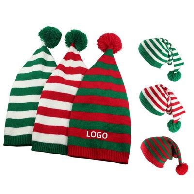 Red Green Striped Knitted Hat
