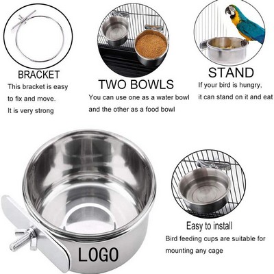 Parrot Stainless Steel Hanging Food Bowl