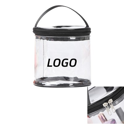 Cylindrical Clear PVC Toiletry Bag