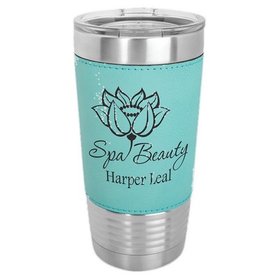 Polar Camel 20 oz. Teal Leatherette Tumbler with Clear Lid