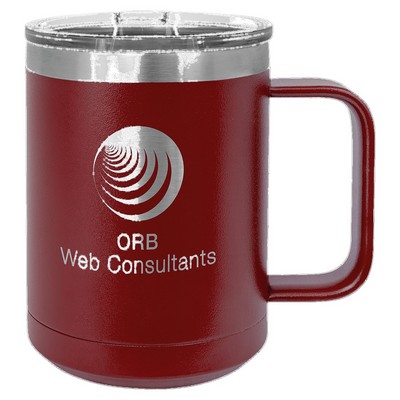 Polar Camel 15 oz. Maroon Vacuum Insulated Mug with Slider Lid