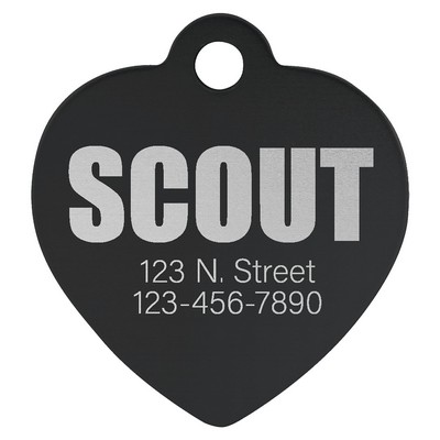 1 1/4" x 1 1/4" Black Anodized Aluminum Heart Pet Tag