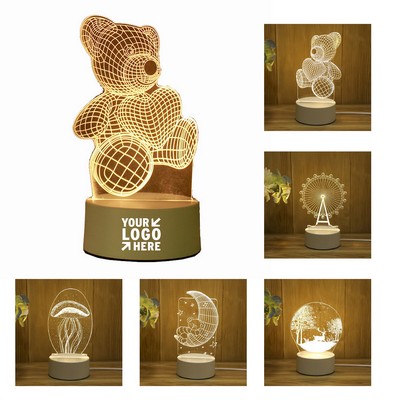 16 Color Remote Control 3D Night Light Bedside Ambient Lamp Children Table Lamp