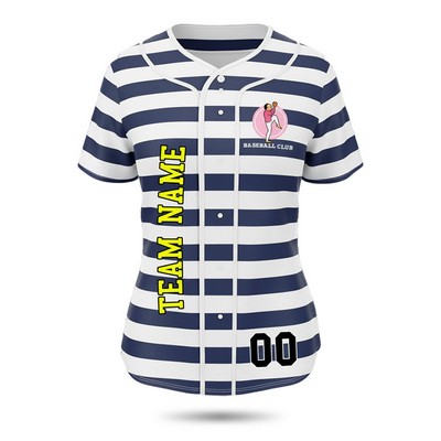 Women's Birdseye Mesh Full Button Baseball Jersey 160GSM