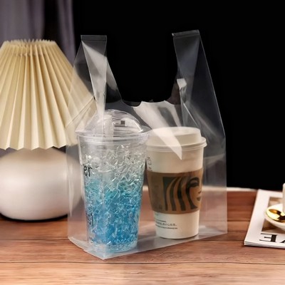 6"x8" 2.4mil PE Merchandise Shopping Bags Plastic Vest Bag W/Handle & Gusset