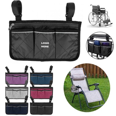 Custom Beach Camping Travel Bag Wheelchair Armrest Organizer Storage Pouch Bag