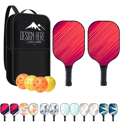 Fiberglass Pickleball Set With 2 Paddles 4 Balls Carry Bag
