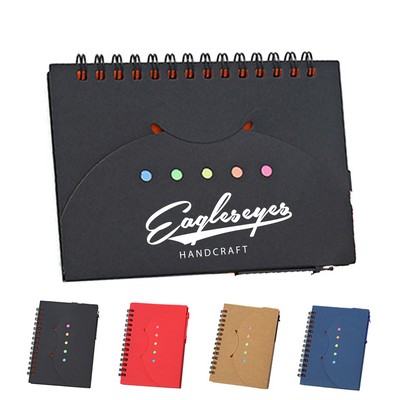 Kraft Spiral Blank Notebook with Sticky Notes