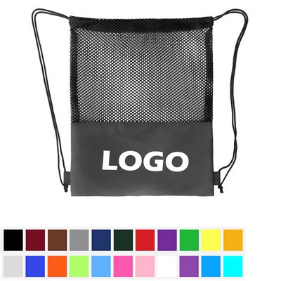 Mesh Sport Polyester Drawstring Backpack