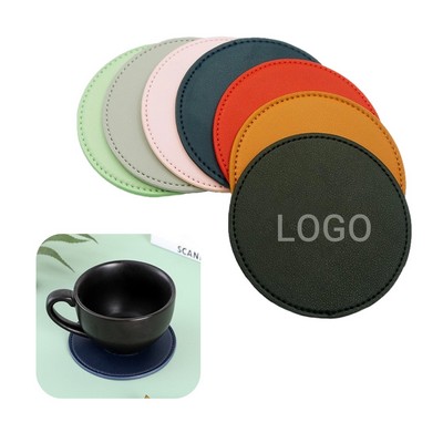 Double-Layer PU Leather Waterproof Round Coaster