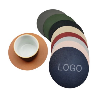PU Leather Waterproof Round Coaster