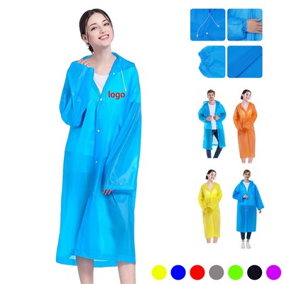 Reusable EVA Rain Poncho – Adult, Waterproof, Hooded, Lightweight