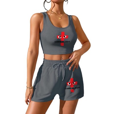 Ribbed Loungewear Set Comfort Stretch Fabric