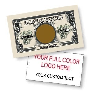 Scratch Off Cards - BONUS BUCKS -Scratch and Win (4 Sizes)