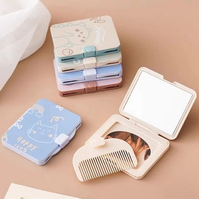 Multifunctional Folding Makeup Mirror With Comb
