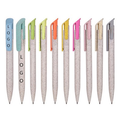 Color Blocked Wheat Straw Ballpoint Pen