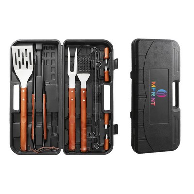12-Piece Wooden Grill Tool Set