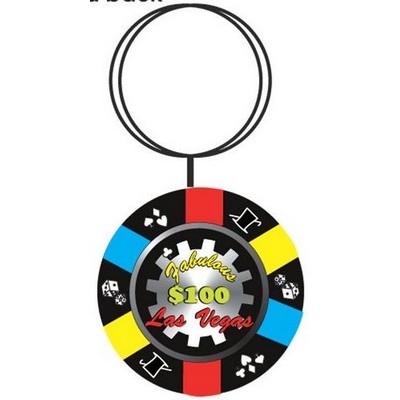 Las Vegas $100 Poker Chip Key Chain w/Clear Mirrored Back (2 Square Inch)