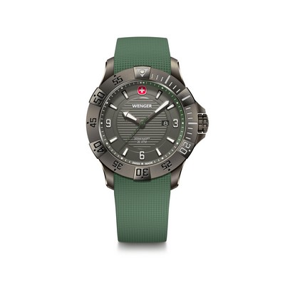 Seaforce 43mm, black ice case/bezel, black ice dial, green silicone strap