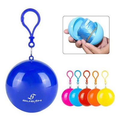 Portable Disposable Raincoat With Ball/Keychain