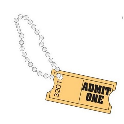 Admit One Ticket Promotional Line Key Chain w/ Black Back (8 Square Inch)