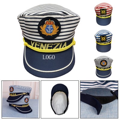 Custom Striped Navy Captain Hat