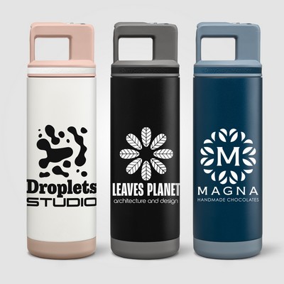 Grosche Alpine Stainless Steel Removable Straw Flip n' Sip Bottle - 20oz - Silkscreen