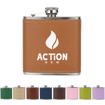 6 OZ Leather Wrapped Hip Flask
